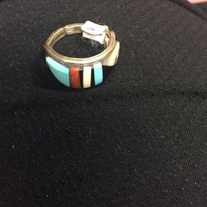 Beautiful Sterling silver inlay ring. Zuni size 4